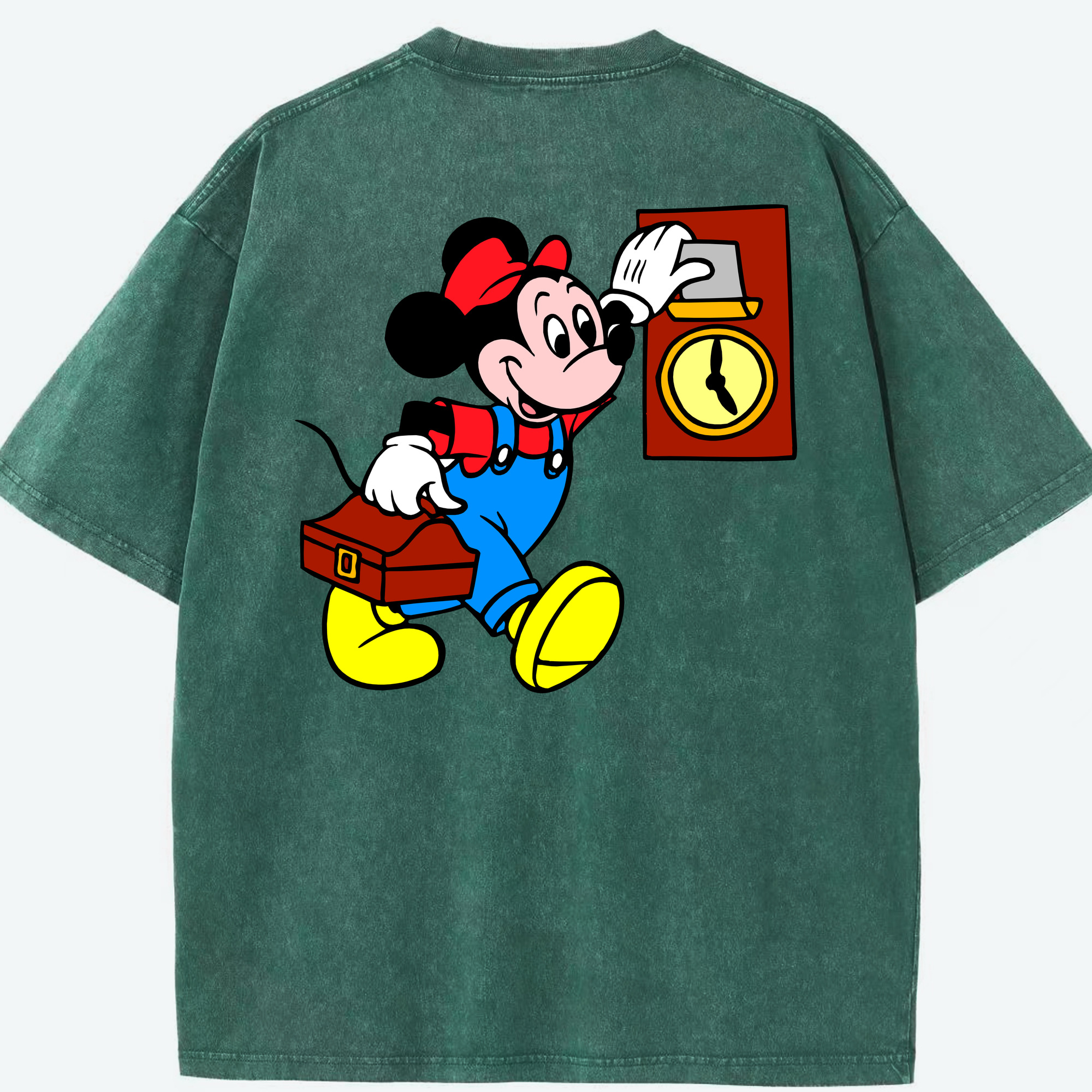 （画像用） ミッキーマウス Mickey Mouse 綿100% ヴィンテージ風 半袖Tシャツ（背面プリント）